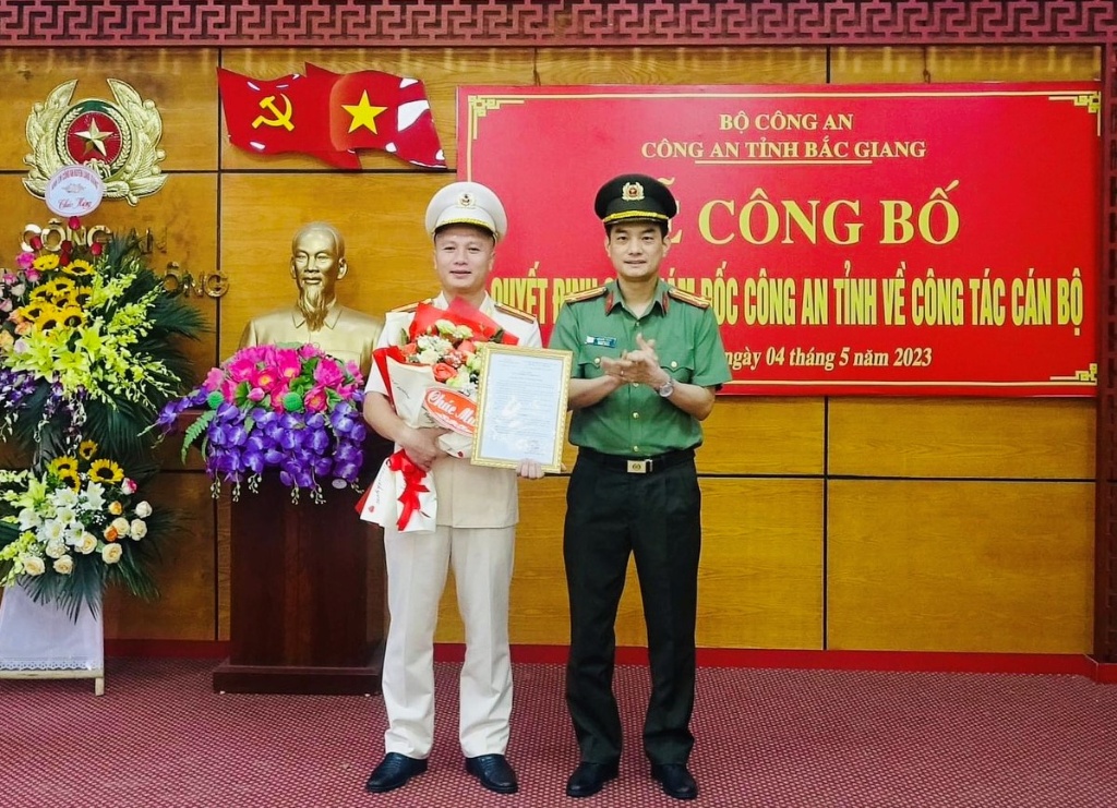 Thiếu tá Nguyễn Thành Nam giữ chức Trưởng Công an huyện Sơn Động